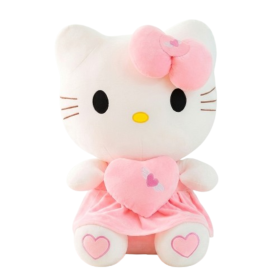 Peluche gigante de gatita con vestido y coraz&oacute;n