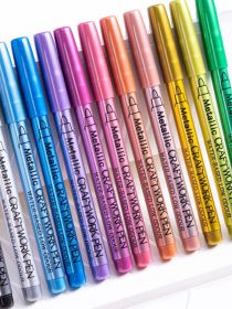 Bol&iacute;grafos met&aacute;licos para manualidades, 12 colores