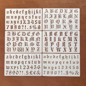 Plantilla de letras y n&uacute;meros g&oacute;ticos para pintar 15x25.7cm