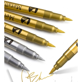 Bol&iacute;grafos met&aacute;licos dorados y plateados para firmas