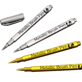 Bol&iacute;grafos de arte met&aacute;licos dorados y plateados para firmar