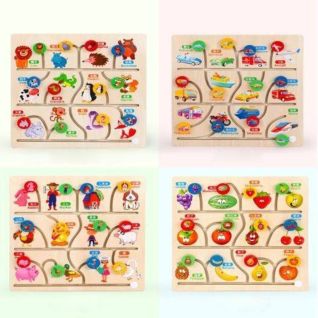 Laberinto Madera Educativo Infantil - Juego Matemáticas y Concentración