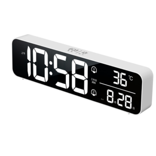 Reloj Digital Grande LED Carga USB Espejo Moderno Decoración Hogar