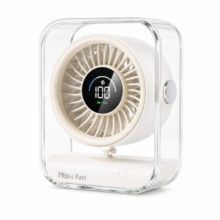 Ventilador de Escritorio Recargable con Pantalla LED