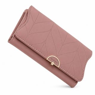 Billetera Larga Para Mujer Con Textura Hojas Elegante