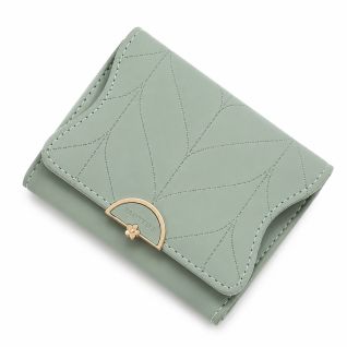 Billetera Corta Para Mujer Con Textura Hojas Elegante
