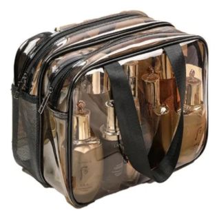 Bolsa transparente impermeable para cosméticos con separación húmeda/seca
