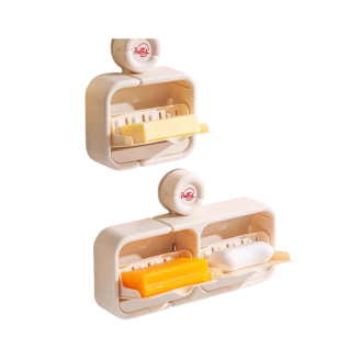 Jabonera Doble con Ventosa para Baño y Cocina - Hogar, Antihumedad, Fácil Instalación