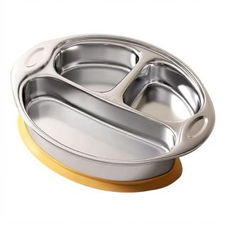 Plato En Acero Inoxidable Con Compartimentos Divididos Para Niños