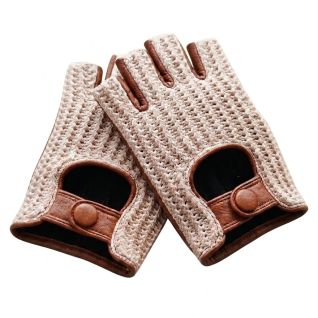 Guantes sin dedos cuero tejido para conducir
