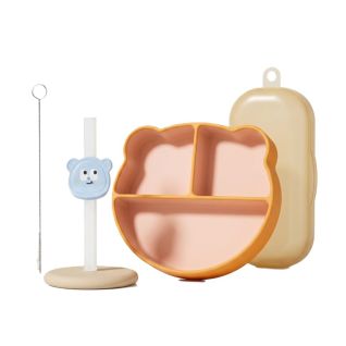 Plato infantil silicona alimentación bebé diseño oso