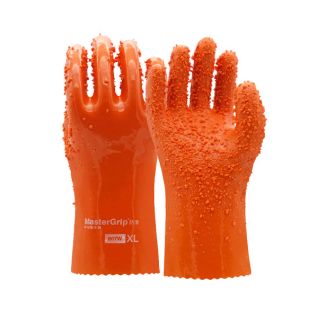Guantes Naranja Antideslizantes Reforzados Resistencia Química Ácido Débil Talla XL Pack x20