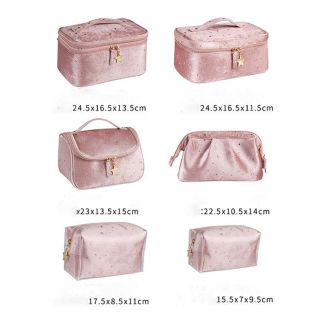Neceser organizador maquillaje viaje estrellas rosa