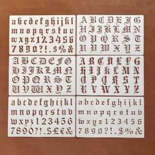 Plantilla de letras y números góticos para pintar 15x25.7cm