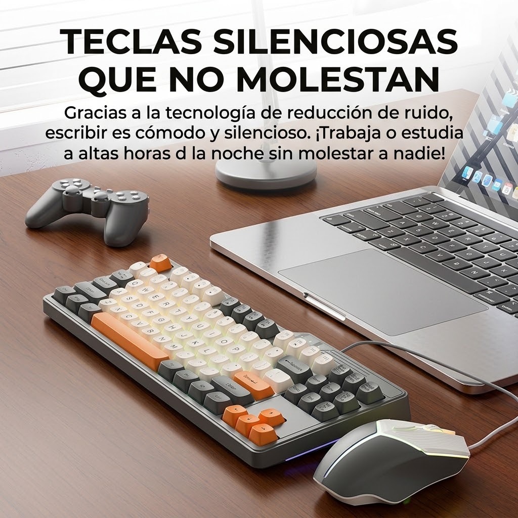 Teclado Mec&aacute;nico Silencioso y Rat&oacute;n Oficina